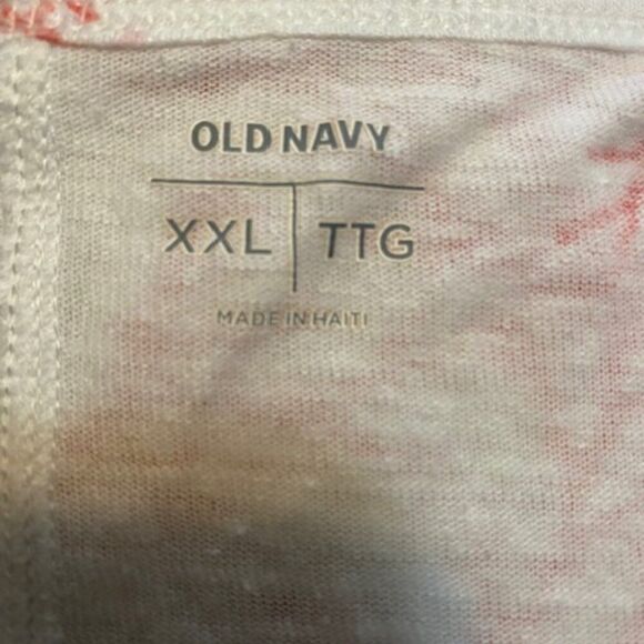 Old Navy White/Coral reef pattern Linen Blend scoop neck Tank top, size XXL - Picture 4 of 5